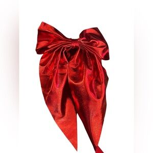4” Neoprene clip on hair bows - metallic red